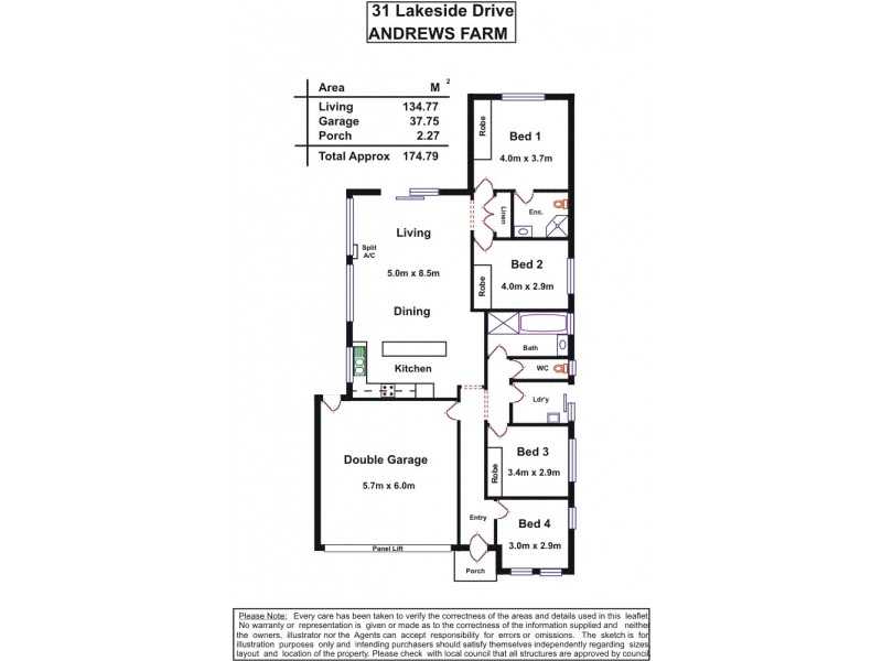 31 Lakeside Drive, Andrews Farm SA 5114 Floorplan