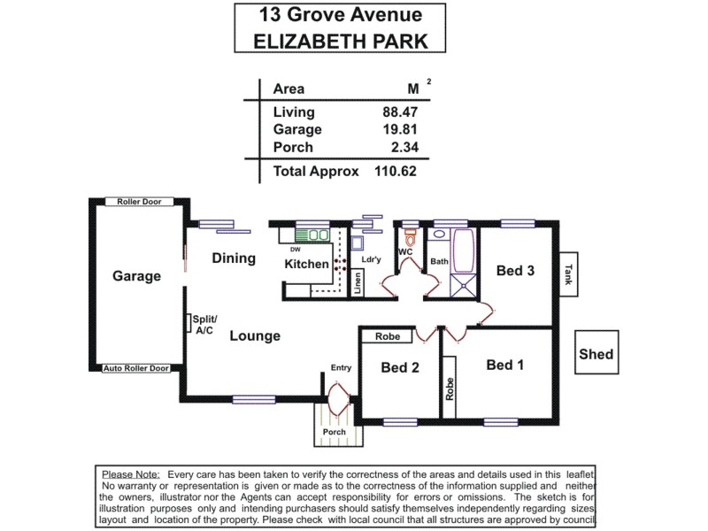 13 Grove Avenue, Elizabeth Park SA 5113 Floorplan