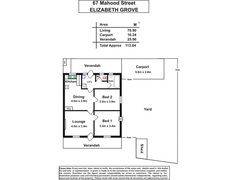 67 Mahood Street, Elizabeth Grove SA 5112 Floorplan