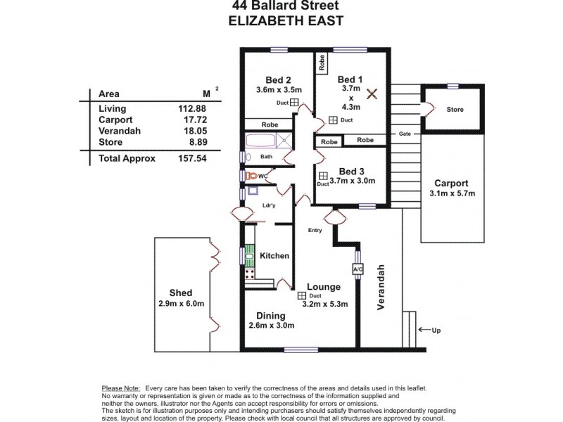 44 Ballard Street, Elizabeth East SA 5112 Floorplan