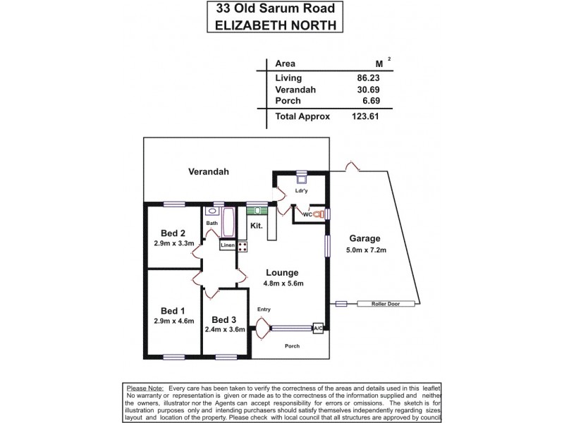 33 Old Sarum Road, Elizabeth North SA 5113 Floorplan