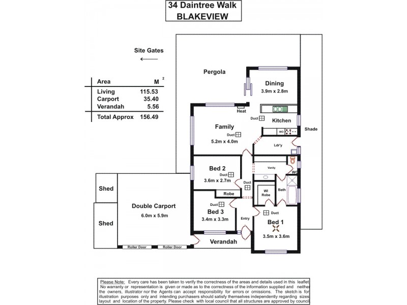 34 Daintree Walk, Blakeview SA 5114 Floorplan