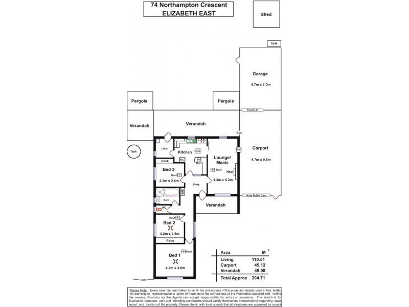 74 Northampton Crescent, Elizabeth East SA 5112 Floorplan