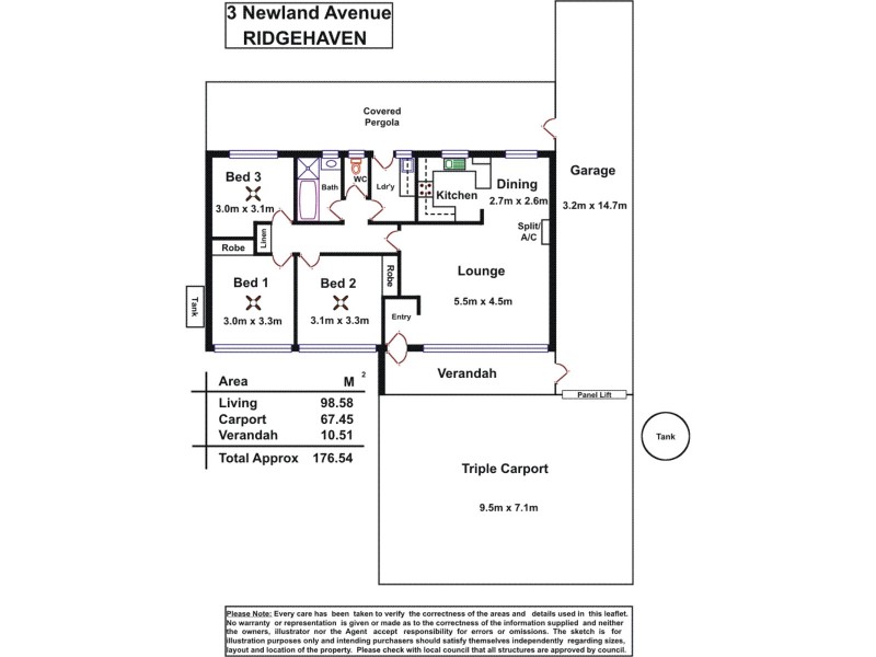 3 Newland Avenue, Ridgehaven SA 5097 Floorplan