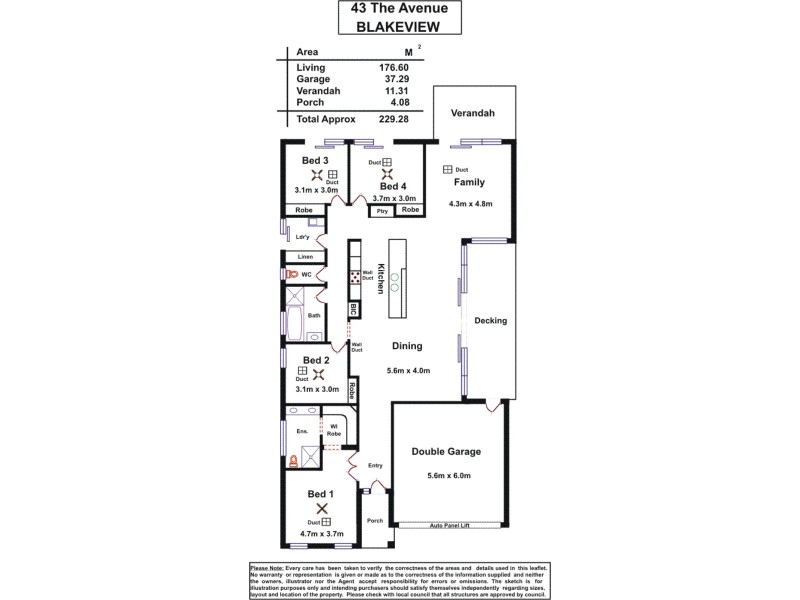 43 The Avenue, Blakeview SA 5114 Floorplan