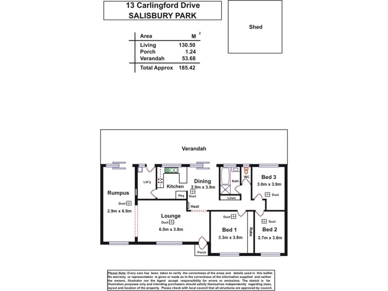 13 Carlingford Drive, Salisbury Park SA 5109 Floorplan