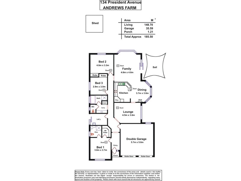 134 President Avenue, Andrews Farm SA 5114 Floorplan