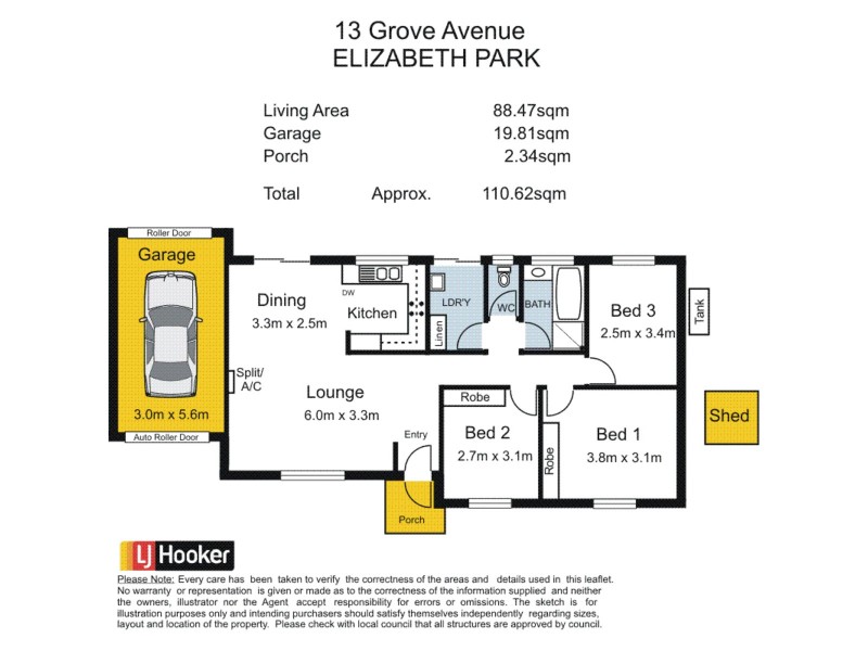 13 Grove Avenue, Elizabeth Park SA 5113 Floorplan
