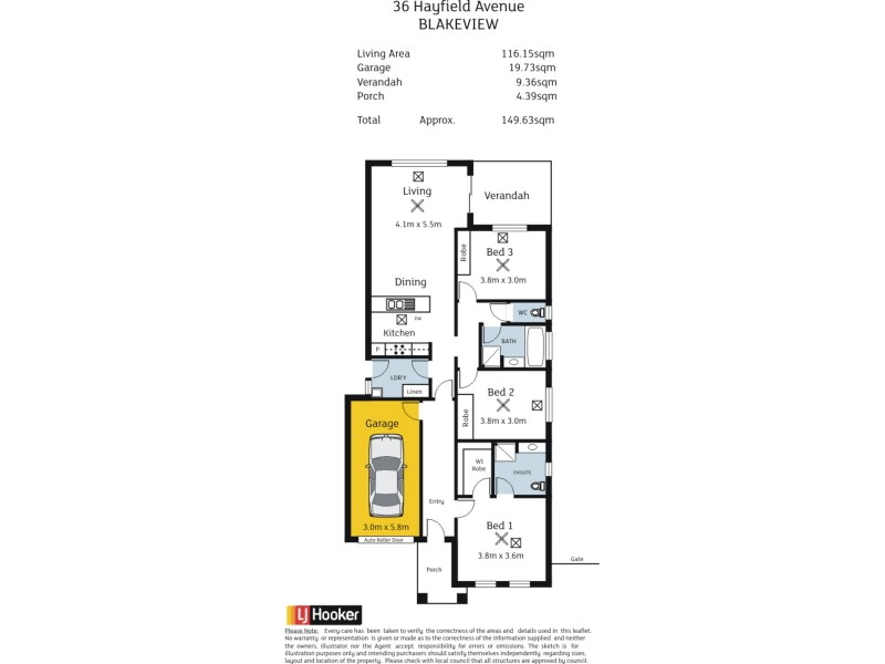 36 Hayfield Avenue, Blakeview SA 5114 Floorplan