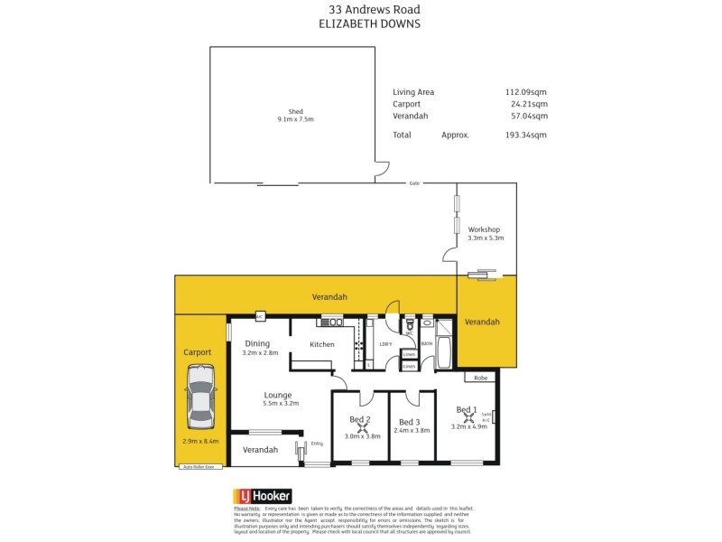 33 Andrews Road, Elizabeth Downs SA 5113 Floorplan