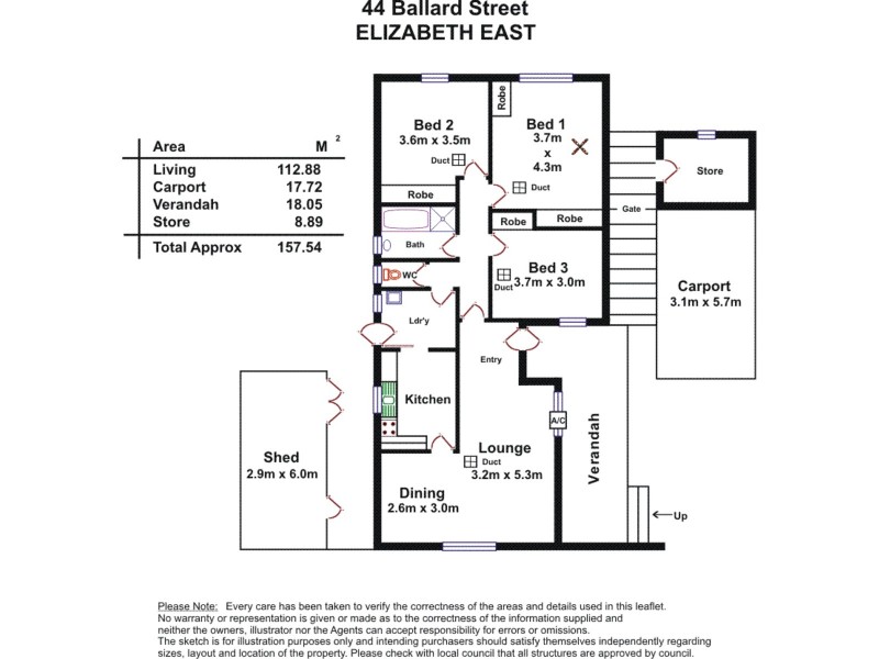 44 Ballard Street, Elizabeth East SA 5112 Floorplan