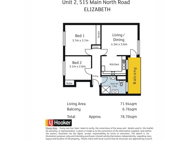 2/515 Main North Road, Elizabeth SA 5112 Floorplan