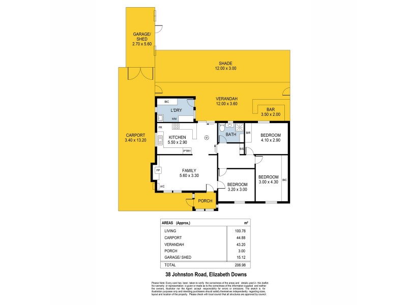 38 Johnston Road, Elizabeth Downs SA 5113 Floorplan