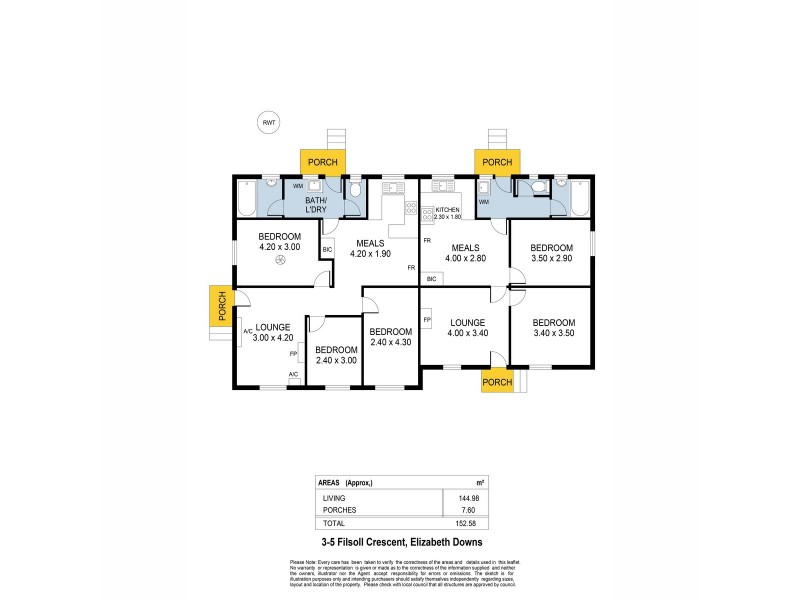 3 & 5 Filsoll Street, Elizabeth Downs SA 5113 Floorplan