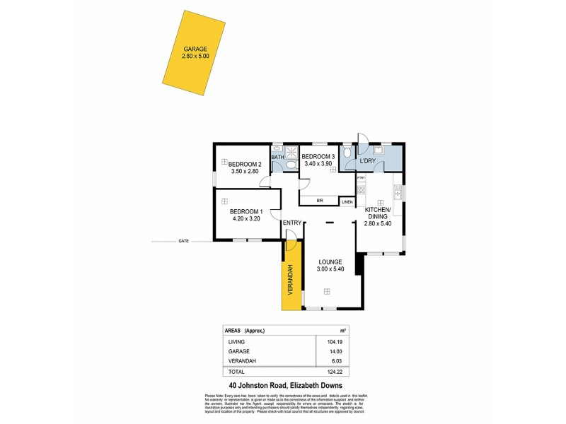 40 Johnston Road, Elizabeth Downs SA 5113 Floorplan