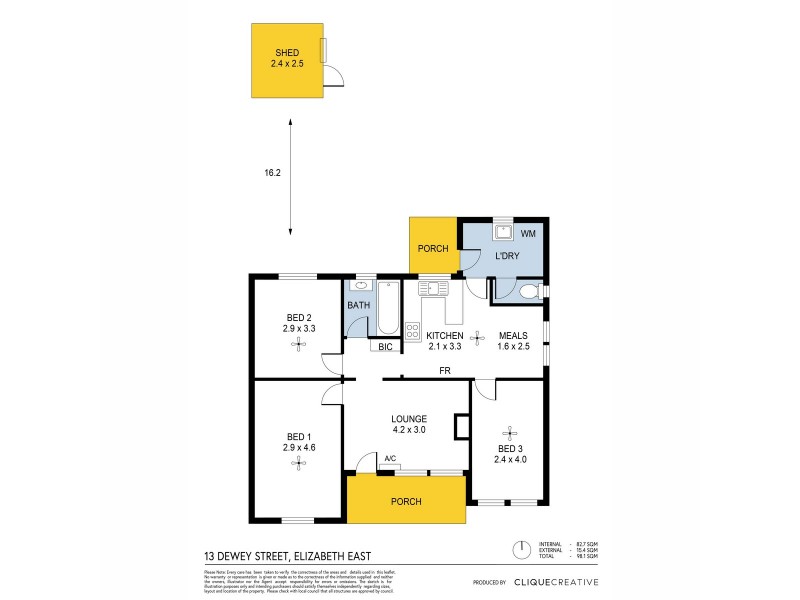 13 Dewey Street, Elizabeth East SA 5112 Floorplan