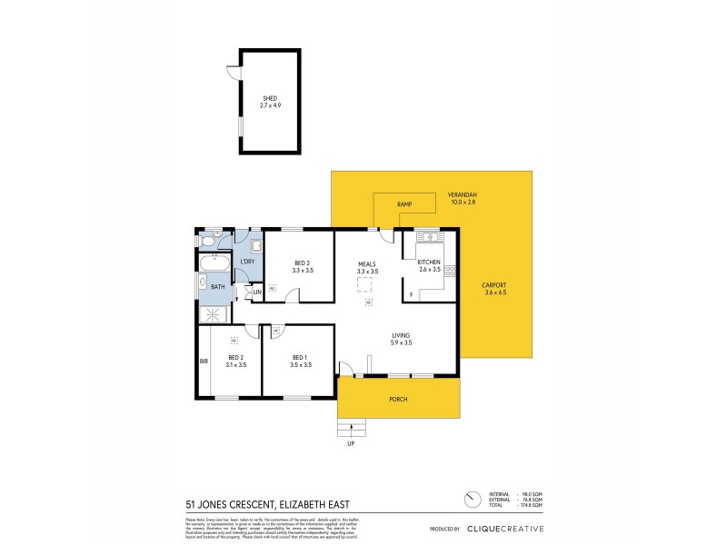51 Jones Crescent, Elizabeth East SA 5112 Floorplan