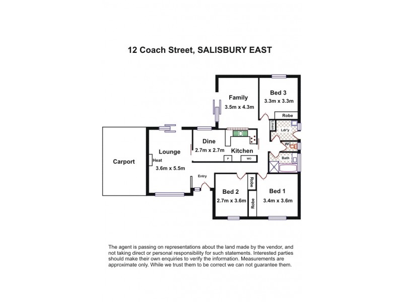 12 Coach Street, Salisbury East SA 5109 Floorplan