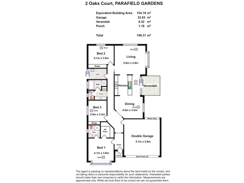 2 Oaks Court, Parafield Gardens SA 5107 Floorplan
