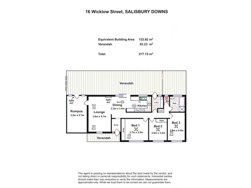 16 Wicklow Street, Salisbury Downs SA 5108 Floorplan