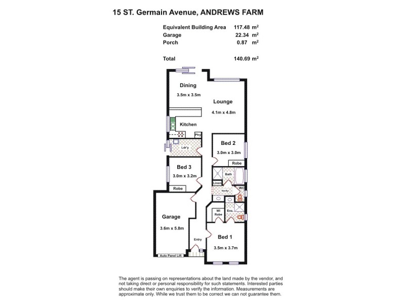 15 St Germain Avenue, Andrews Farm SA 5114 Floorplan