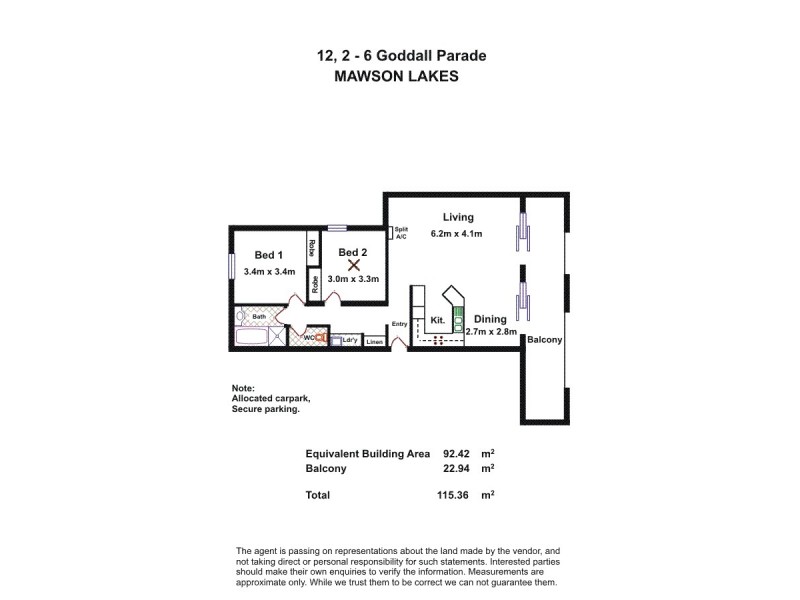 12/2-6 Goodall Parade, Mawson Lakes SA 5095 Floorplan
