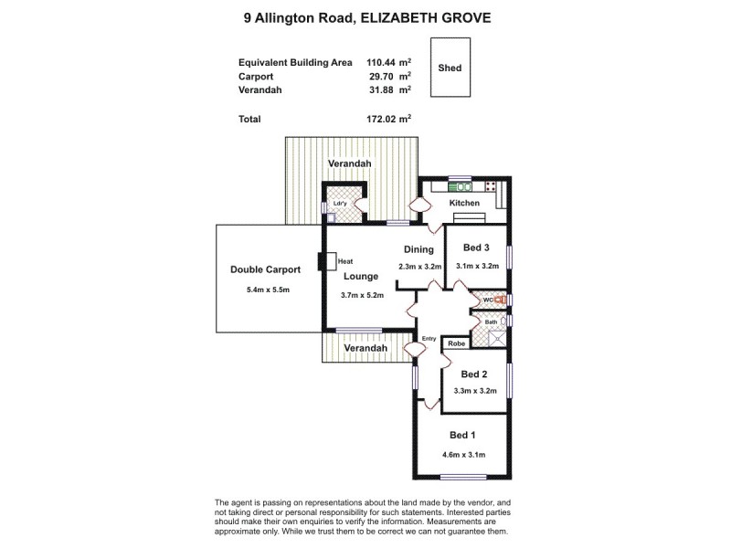 9 Allington Street, Elizabeth Grove SA 5112 Floorplan