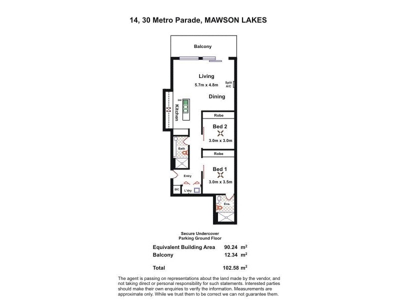 14/30 Metro Parade, Mawson Lakes SA 5095 Floorplan