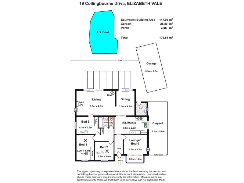 19 Collingbourne Drive, Elizabeth Vale SA 5112 Floorplan