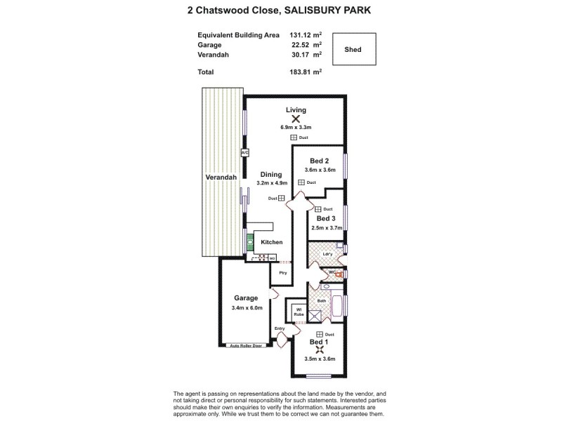 2 Chatswood Close, Salisbury Park SA 5109 Floorplan