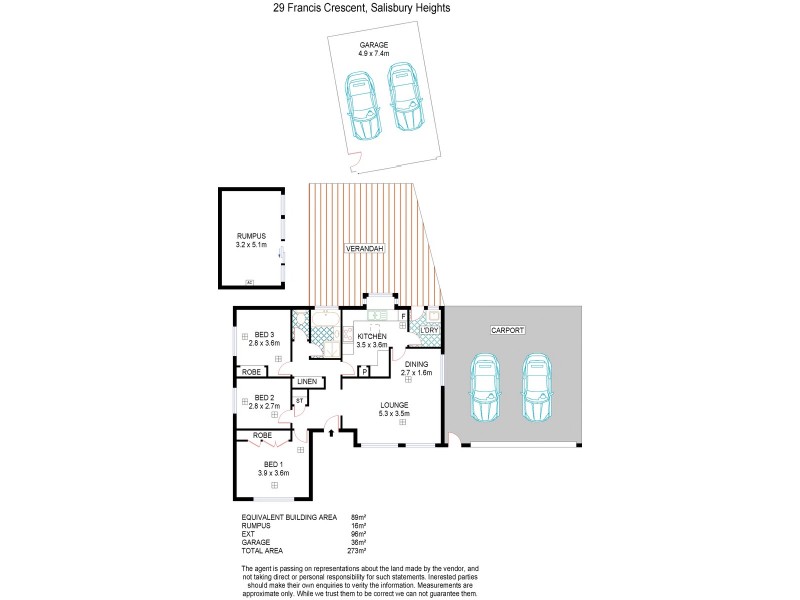 29 Francis Crescent, Salisbury Heights SA 5109 Floorplan