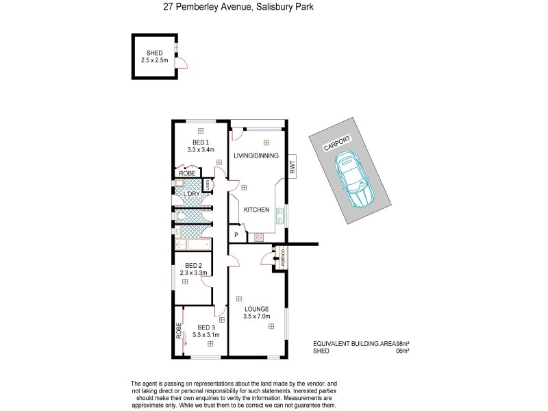 27 Pemberley Avenue, Salisbury Park SA 5109 Floorplan
