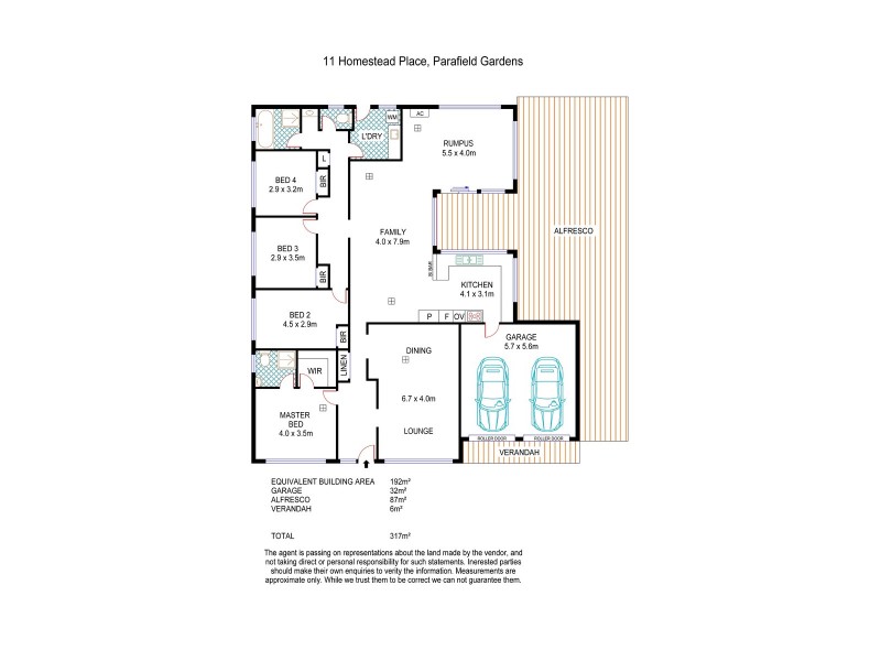 11 Homestead Place, Parafield Gardens SA 5107 Floorplan
