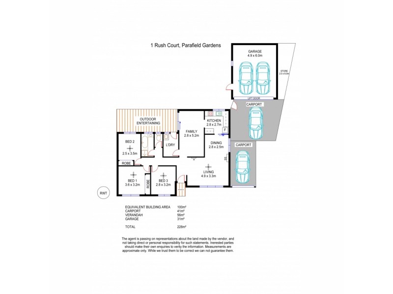 1 Rush Court, Parafield Gardens SA 5107 Floorplan