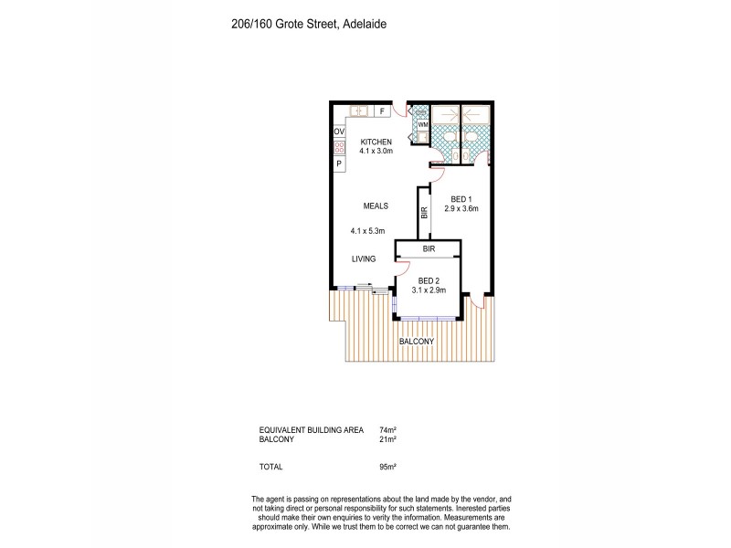 206/160 Grote Street, Adelaide SA 5000 Floorplan