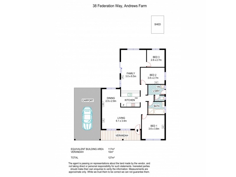 38 Federation Way, Andrews Farm SA 5114 Floorplan
