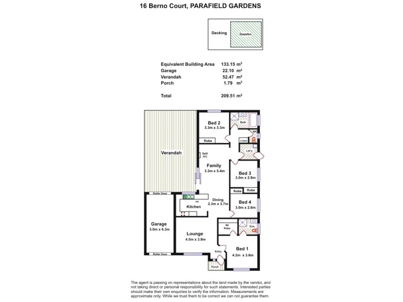16 Berno Court, Parafield Gardens SA 5107 Floorplan