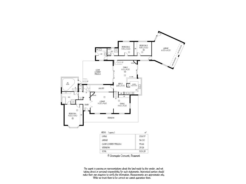 9 Greengate Crescent, Beaumont SA 5066 Floorplan