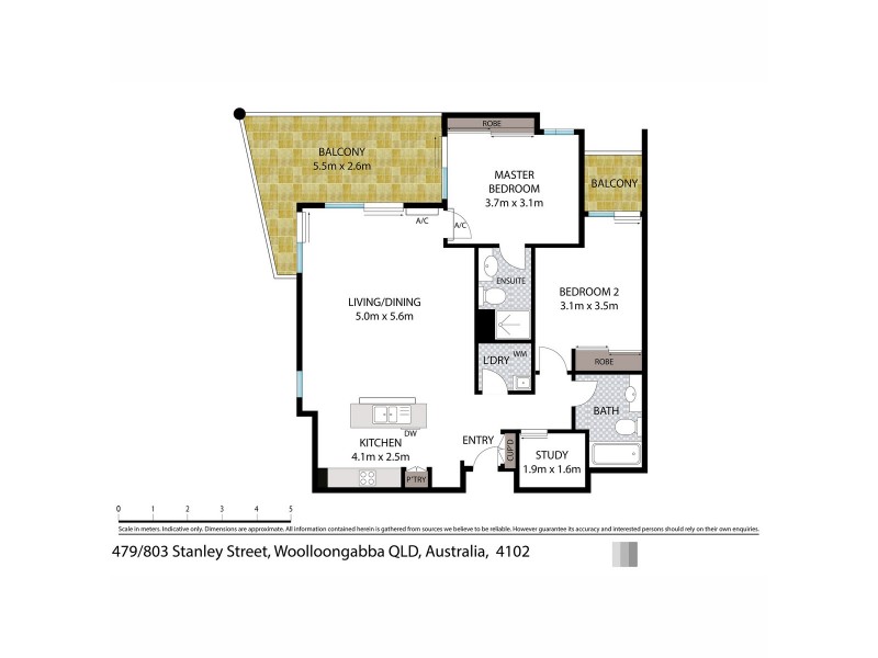 479/803 Stanley Street, Woolloongabba QLD 4102 Floorplan