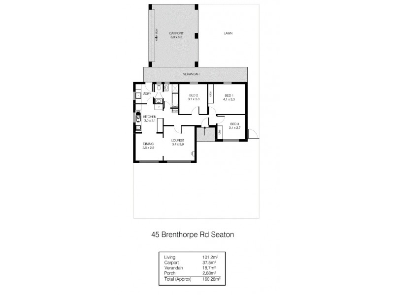 45 Brenthorpe Road, Seaton SA 5023 Floorplan