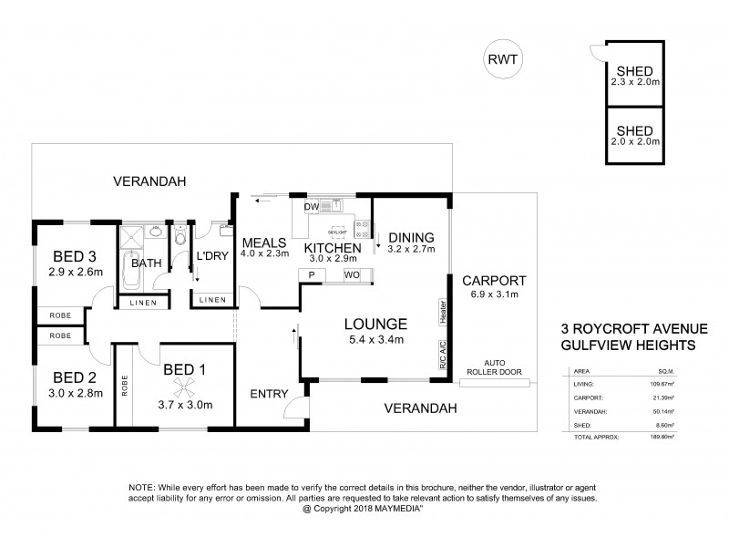 3 Roycroft Avenue, Gulfview Heights SA 5096 Floorplan