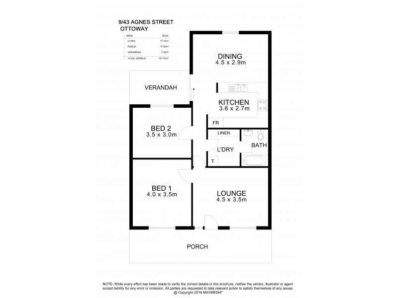 Unit 9/43 Agnes Street, Ottoway SA 5013 Floorplan