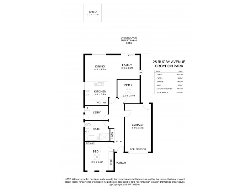 25 Rugby Avenue, Croydon Park SA 5008 Floorplan