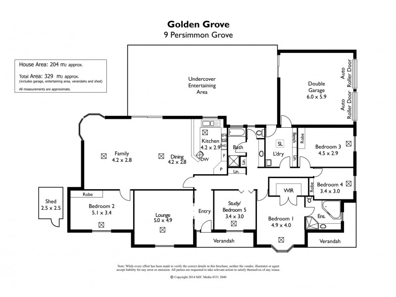 9 Persimmon Grove, Golden Grove SA 5125 Floorplan