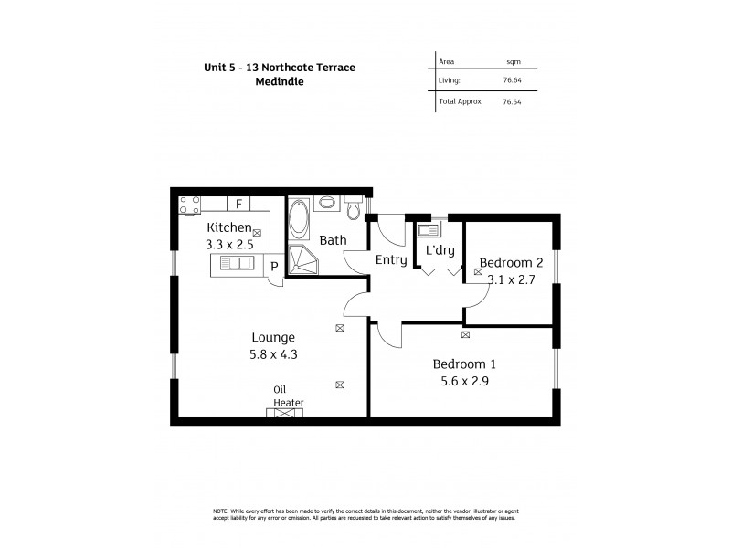 5/13 Northcote Terrace, Medindie SA 5081 Floorplan