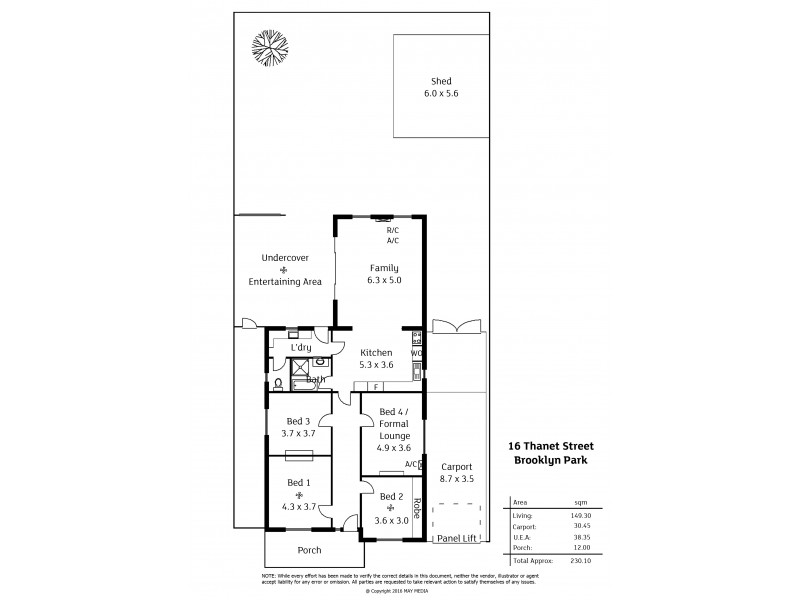 16 Thanet Street, Brooklyn Park SA 5032 Floorplan