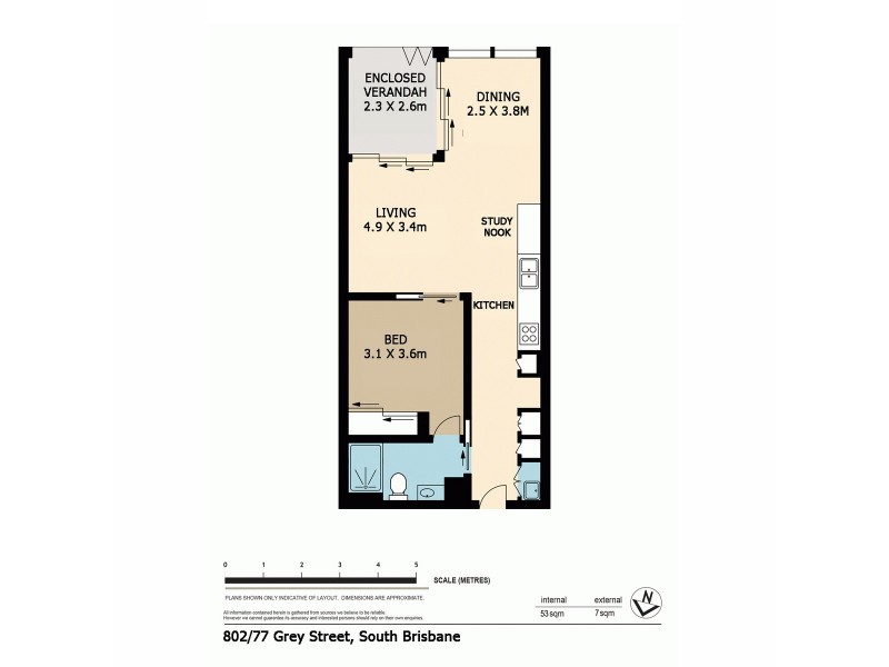 802/77 Grey Street, South Brisbane QLD 4101 Floorplan