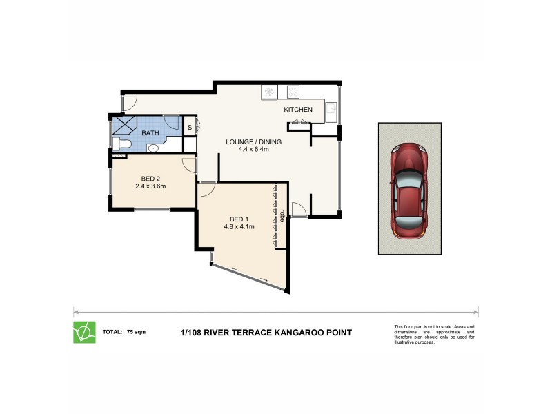 1/108 River Terrace, Kangaroo Point QLD 4169 Floorplan