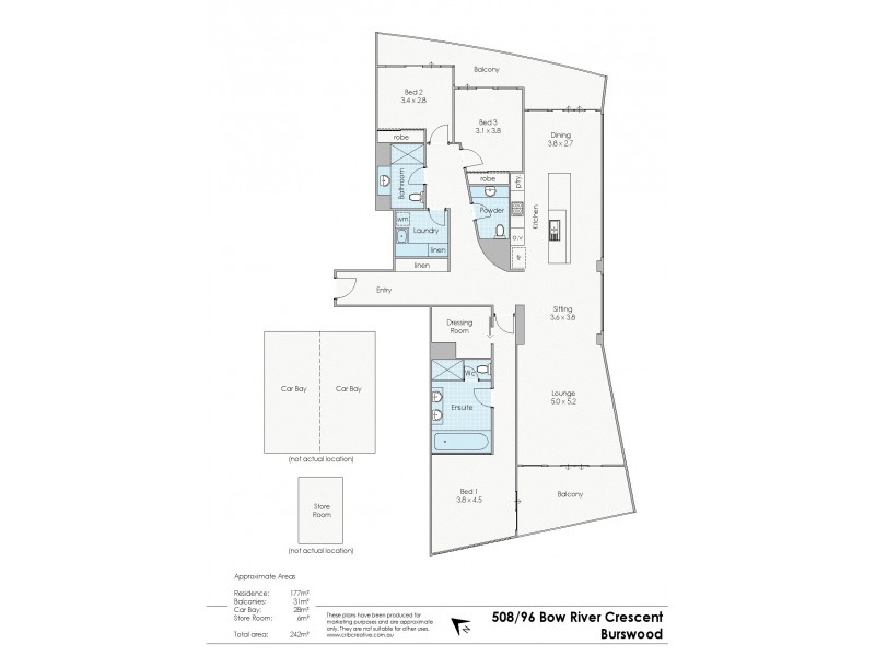 508/96 Bow River Crescent, Burswood WA 6100 Floorplan