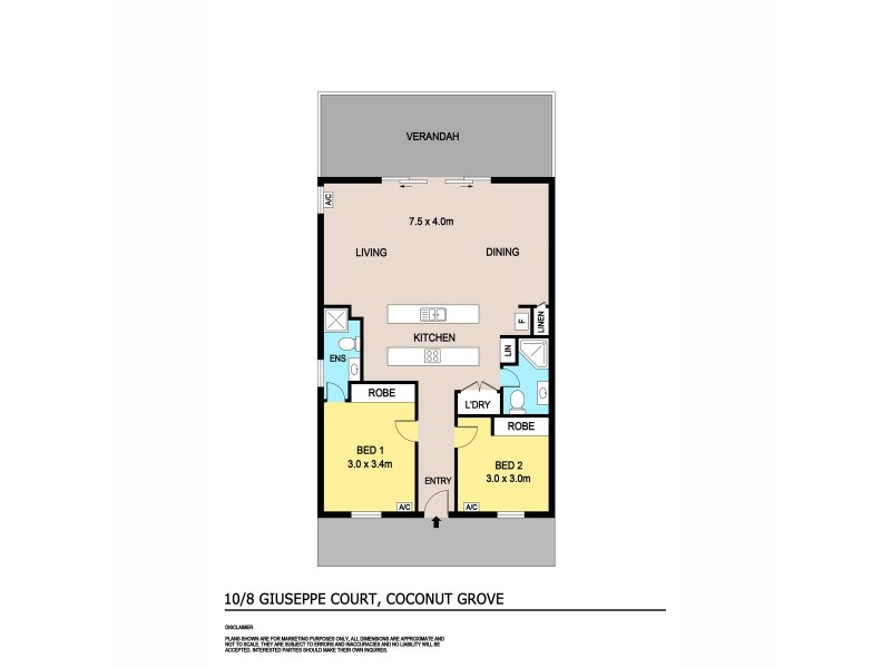 10/8 Giuseppe Court, Coconut Grove NT 0810 Floorplan